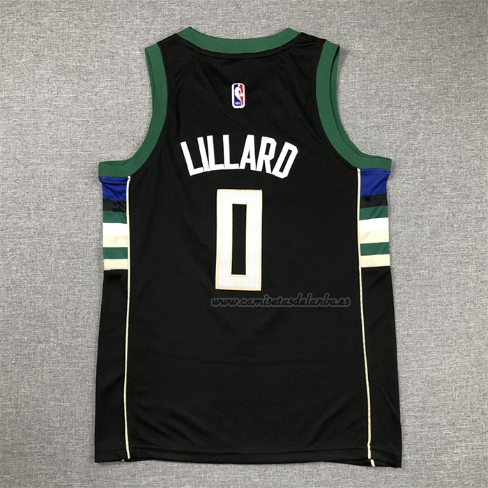 Camiseta Nino Milwaukee Bucks Damian Lillard NO 0 Statement 2018-19 Negro